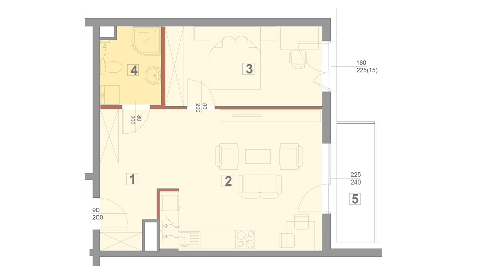 Mieszkanie 47 m2 – typ 1 – 2 pokoje