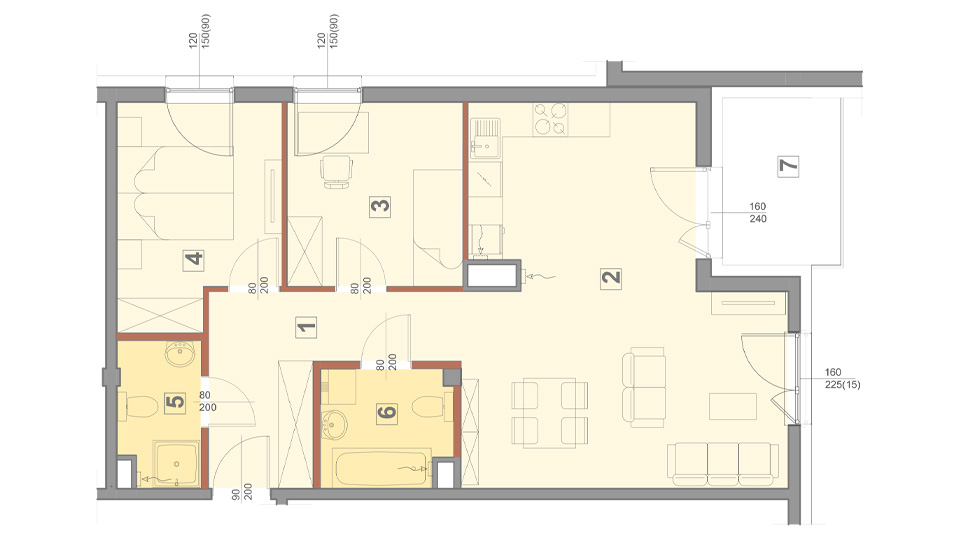 Mieszkanie 67 m2 – typ 1 – 3 pokoje