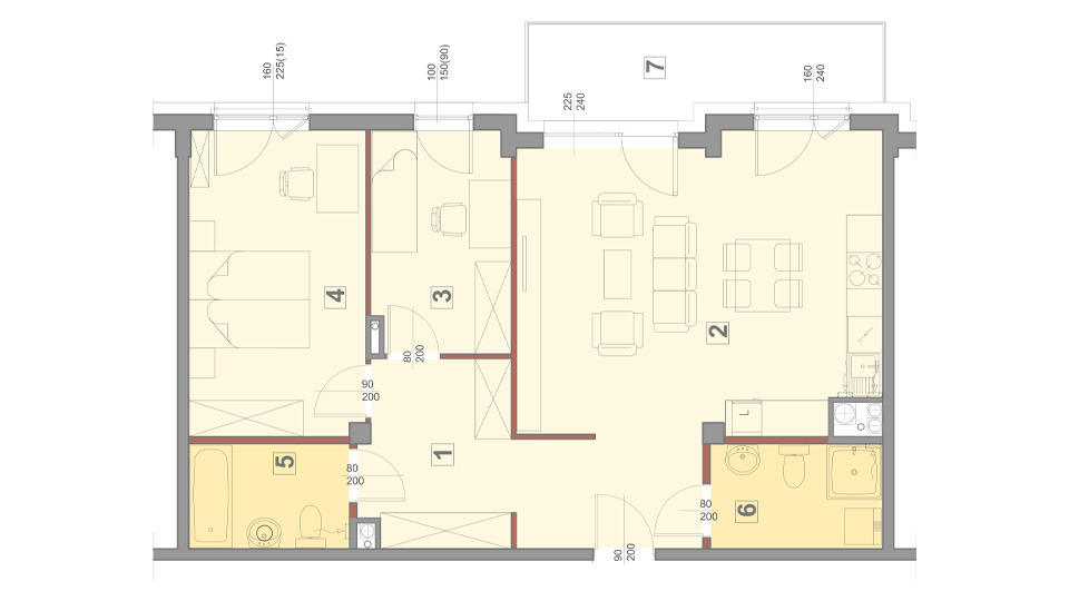 Mieszkanie 72 m2 – typ 3 – 3 pokoje