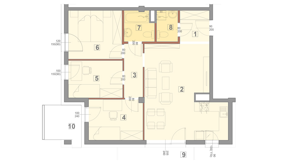 Mieszkanie 69 m2 – typ 1 – 4 pokoje