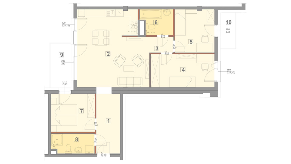 Mieszkanie 84 m2 – typ 5 – 4 pokoje