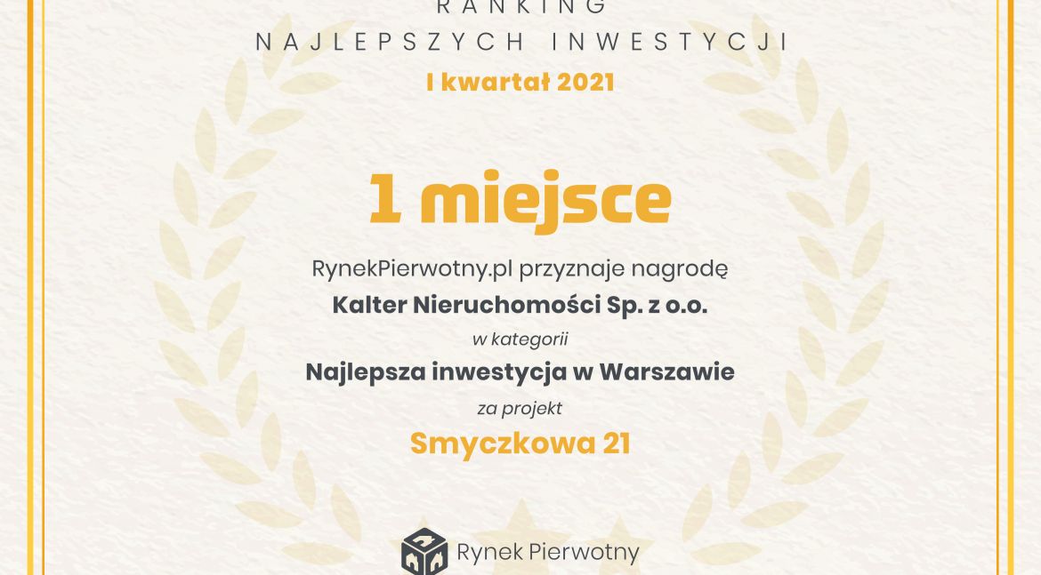  Ranking Najlepszych Inwestycji w Warszawie w I kwartale 2021 roku