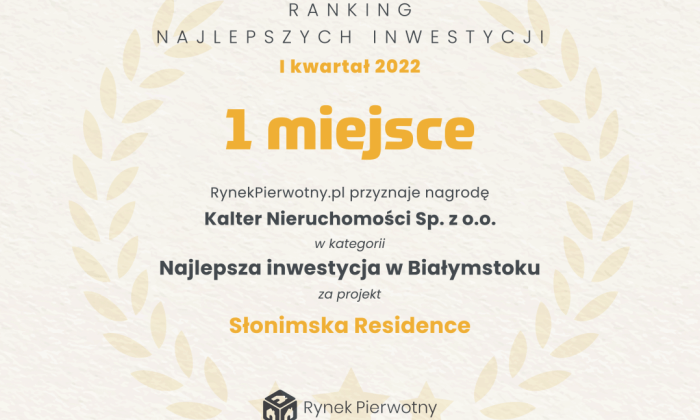 RANKING NAJLEPSZYCH INWESTYCJI W BIAŁYMSTOKU W I KWARTALE 2022 ROKU